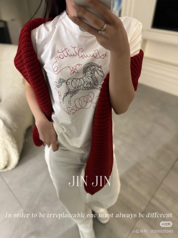 루이비통 말의 해 한정판 프린트 라운드넥 반팔 티셔츠 001-183320