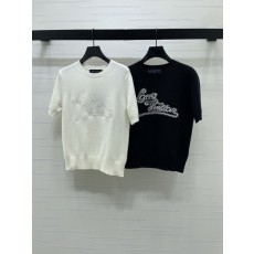 루이비통 라운드넥 자수 니트 반팔 001-183334