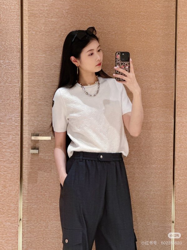 루이비통 봄여름 자카드 반팔 티셔츠 001-183337