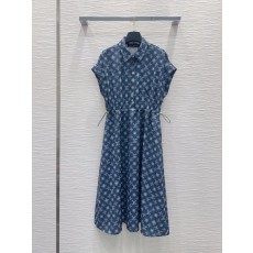 루이비통 라펠 숄더 프린트 원피스 001-183399