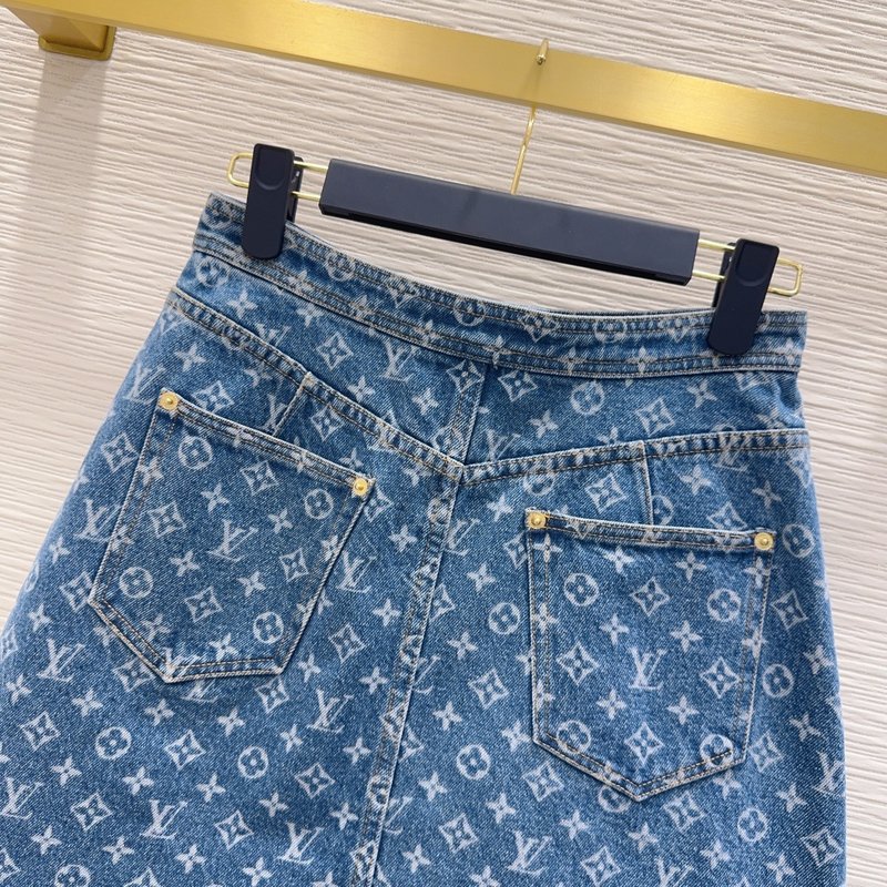 루이비통 데님 레이저 프린트 미니스커트 001-183476