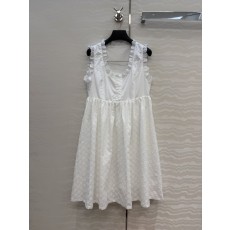 루이비통 모노그램 자수 U 넥 민소매 원피스 001-183488