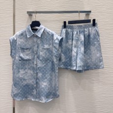 루이비통 칼라 염색 셔츠 반바지 세트 001-183496