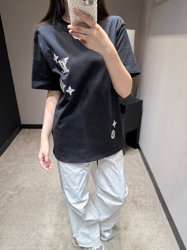 루이비통 헤비 엠브로이더리 반팔 티셔츠 001-183502