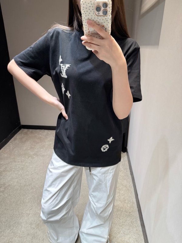 루이비통 헤비 엠브로이더리 반팔 티셔츠 001-183502