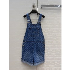 레트로 워싱 블루 데님 오버롤 팬츠 001-183504