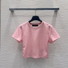 루이비통 여성 핑크 반팔 티셔츠 001-183608