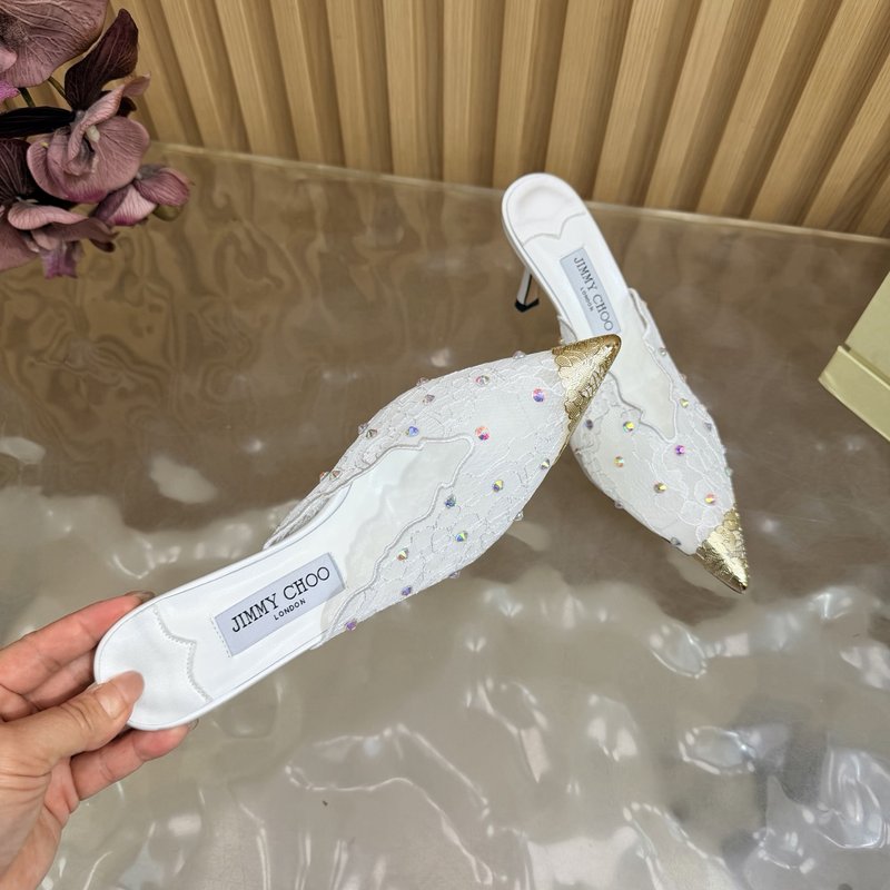 지미추 레이스 스팽글 뾰족구두 힐 샌들 001-183684