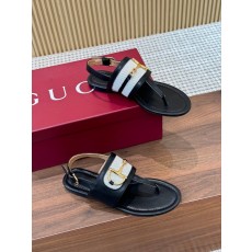 구찌 더블 G 체인 버클 가죽 플립플롭 샌들 001-183728