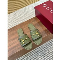 구찌 더블 G 캔버스 가죽 플립플롭 샌들 001-183767