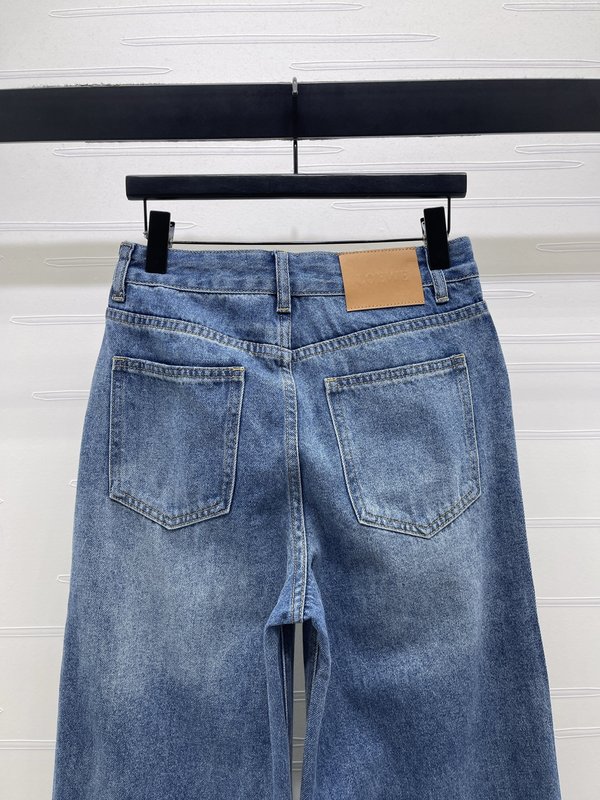 로에베 라인스톤 와이드 데님 팬츠 001-183884
