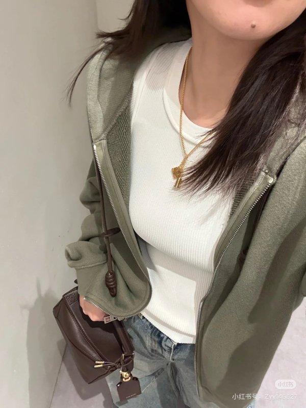 로에베 순면 자수 드로우스트링 후드 집업 001-183893