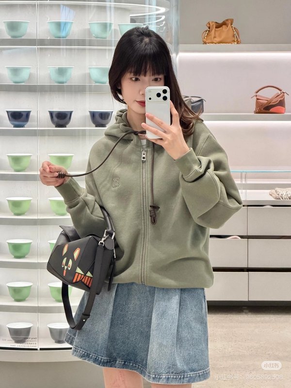 로에베 순면 자수 드로우스트링 후드 집업 001-183893