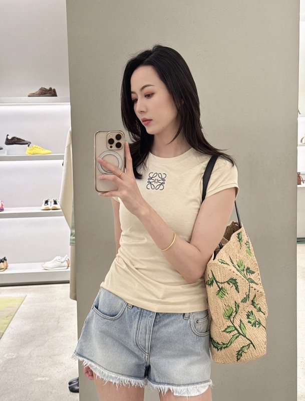 로에베 슬림핏 라운드넥 로고 티셔츠 001-183897