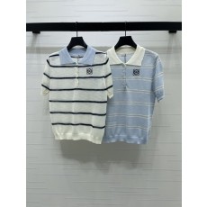 로에베 칼라 스트라이프 니트 반팔 티셔츠 001-183912