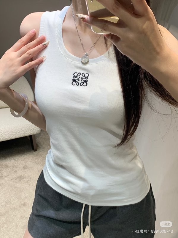 로에베 로고 자수 립스트레치 면 조끼 001-183941
