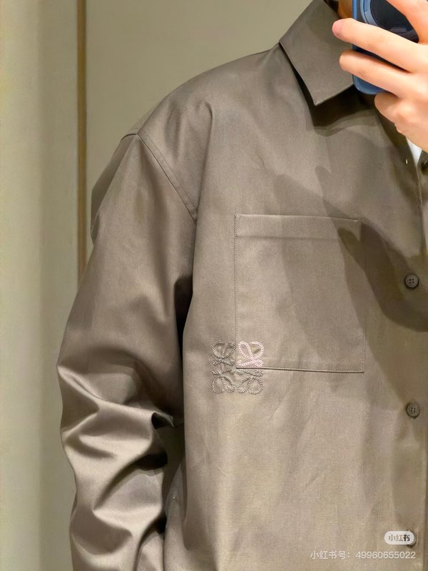 로에베 컬러 블록 로고 자수 칼라 셔츠 001-184025