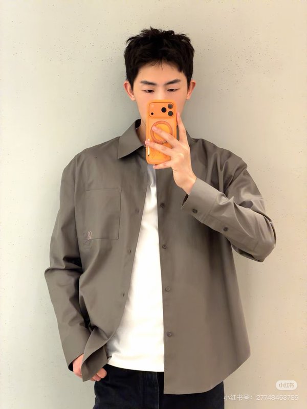 로에베 컬러 블록 로고 자수 칼라 셔츠 001-184025