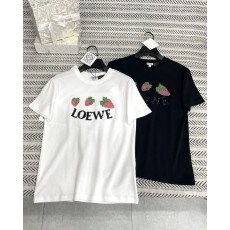 로에베 비즈 장식 딸기 패턴 레터 티셔츠 001-184029