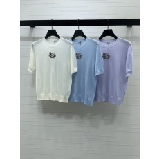 로에베 봄여름 라운드넥 자수 니트 반팔 001-184034