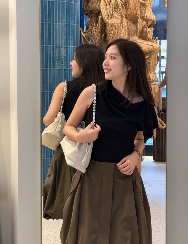 로에베 올리브그린 불규칙 버블 스커트 001-184061