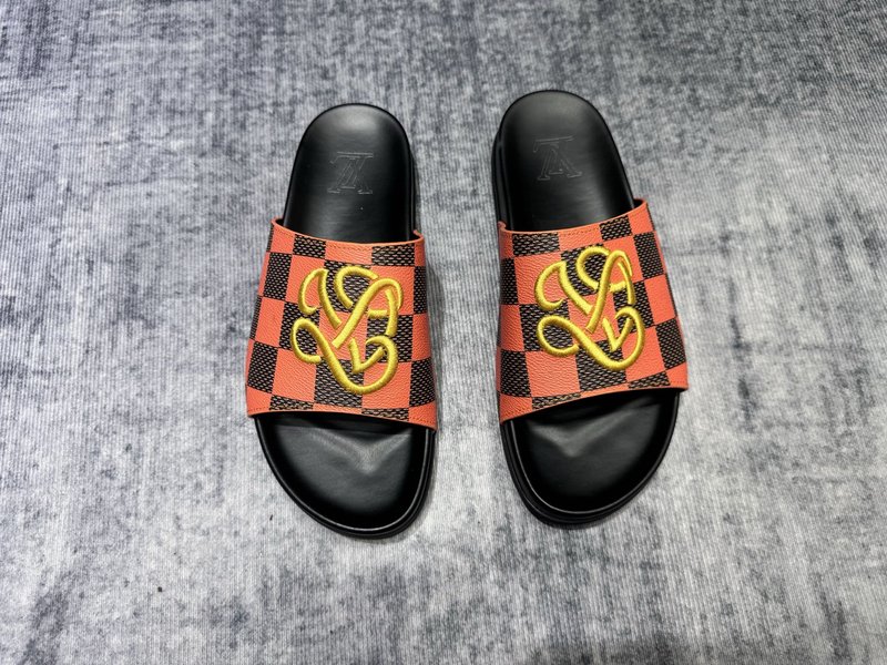 LV 남성 블랙 오렌지 패턴 슬리퍼 001-185814