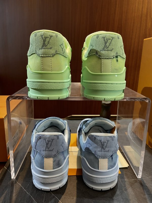 LV 트레이너 스니커즈 데님 가죽 믹스 001-185911