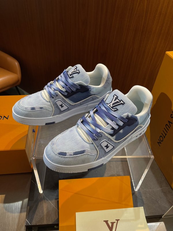 LV 트레이너 스니커즈 데님 가죽 믹스 001-185911