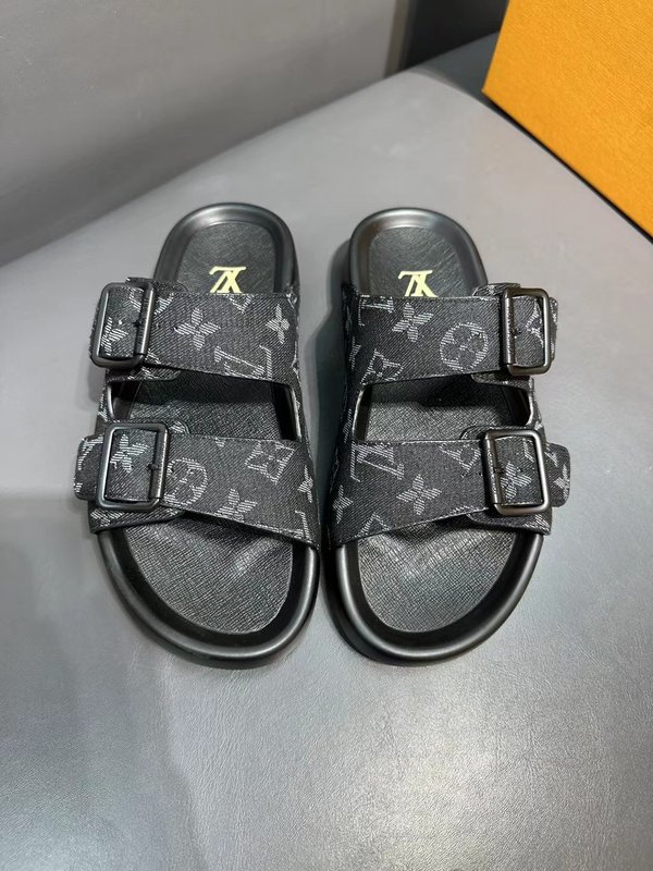 LV 남성용 블랙 샌들 슬리퍼 001-185993