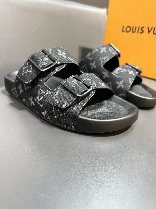 LV 남성용 블랙 샌들 슬리퍼 001-185993