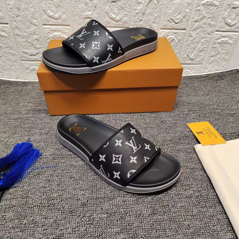 LV 남성 소가죽 프린트 슬리퍼 001-186047