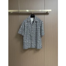 풀 프린트 자카드 반팔 셔츠 반바지 세트 001-186195
