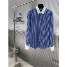 PORTS 블루 스트라이프 스쿼어 넥 긴팔 셔츠 001-186225