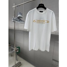 화이트 골드 자수 레터 반팔 티셔츠 001-186259