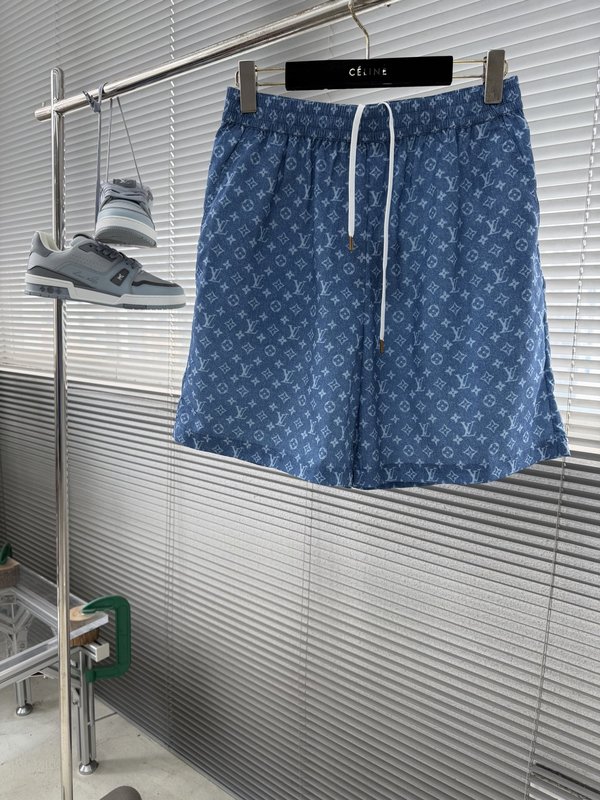 남성용 루이비통 풀 프린트 데님 쇼츠 001-186290