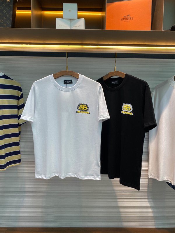 BA春夏 평면 니트 라운드 넥 반팔 티셔츠 001-186347