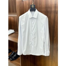 고품질 세로 줄무늬 사각 칼라 긴팔 셔츠 001-186375