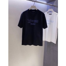 루이비통 스타일 가슴 로고 자수 반팔 티셔츠 001-186399