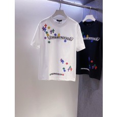 크롬하츠 컬러 로고 자수 와이드 라운드 티셔츠 001-186403