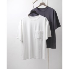르메르 미니멀 포켓 드롭 숄더 티셔츠 001-186407
