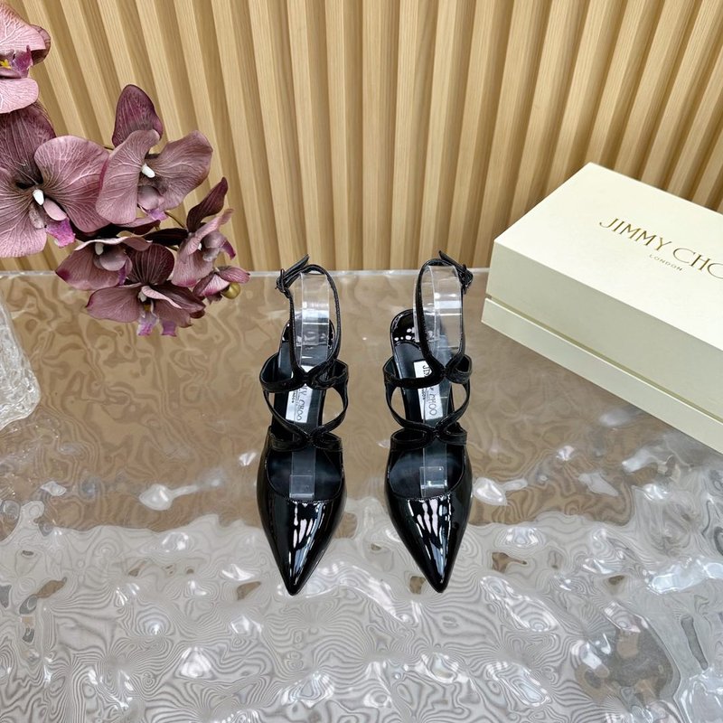 지미추 페인트 가죽 뾰족한 굽 높은 힐 샌들 001-188171