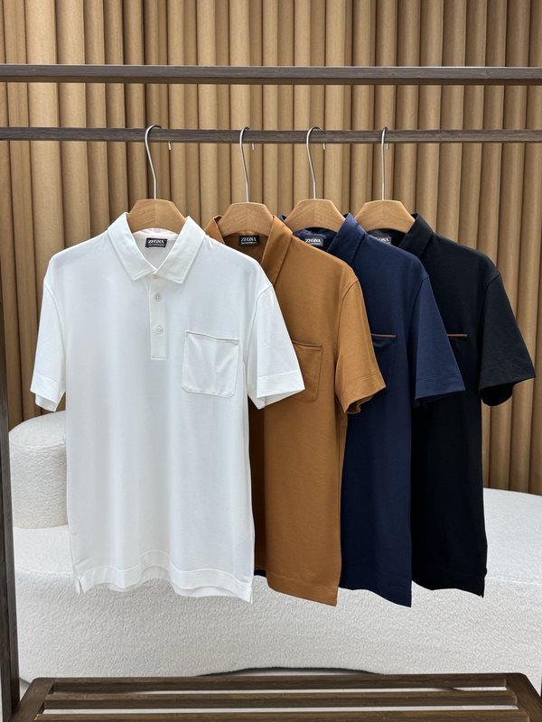제니아 실크 혼방 폴로 셔츠 반팔 티셔츠 001-189807