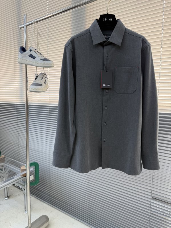 Kiton 남성 텐셀 코튼 칼라 롱슬리브 셔츠 001-189868