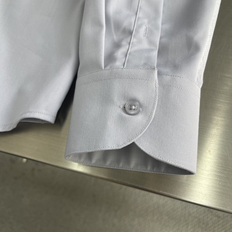 Kiton 남성 면 소재 자수 칼라 긴팔 셔츠 001-189883