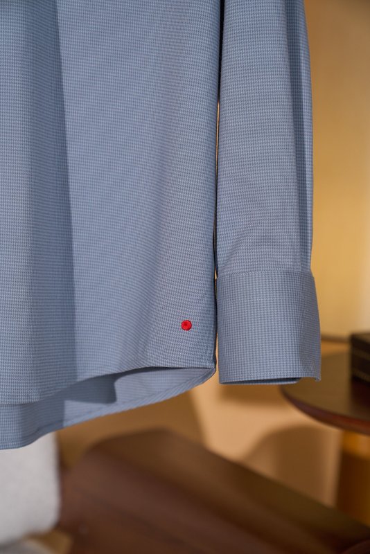 Kiton 남성 울 천조 격자 무늬 긴팔 셔츠 001-189901