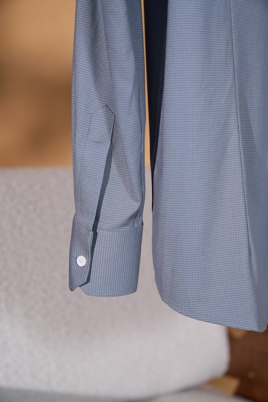 Kiton 남성 울 천조 격자 무늬 긴팔 셔츠 001-189901