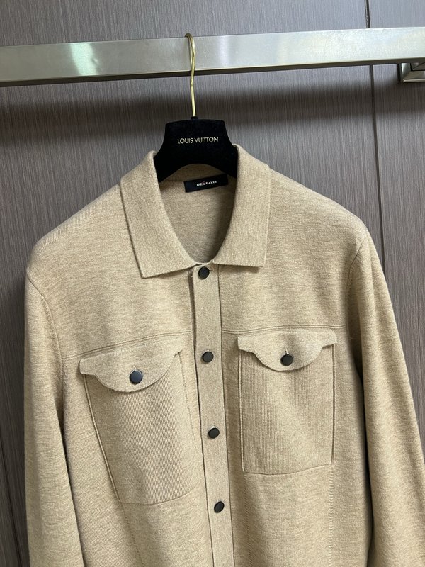 Kiton 가을 겨울 울 플립 칼라 재킷 아우터 001-189956