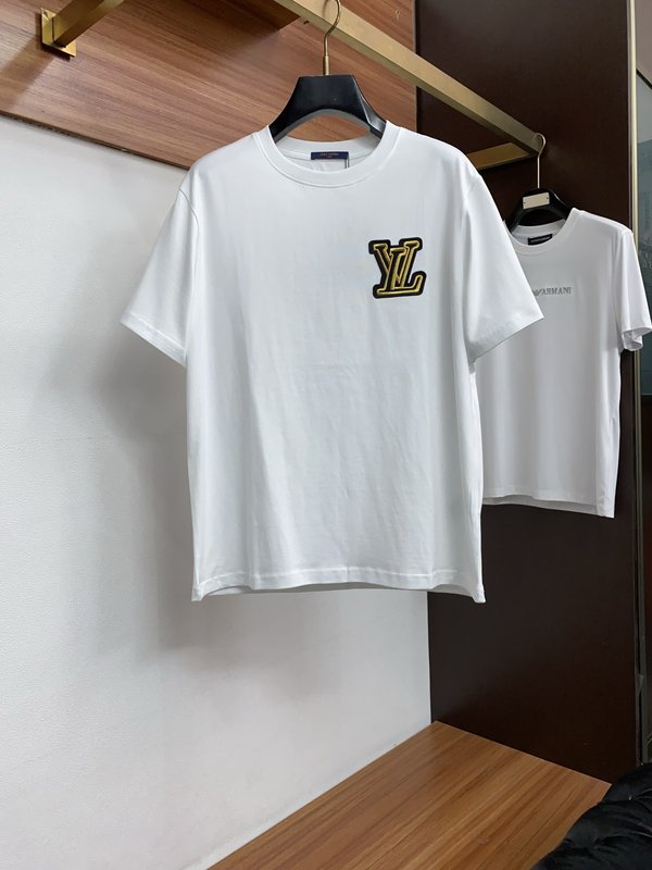 루이비통 남성 면 라운드넥 반팔 티셔츠 001-190044