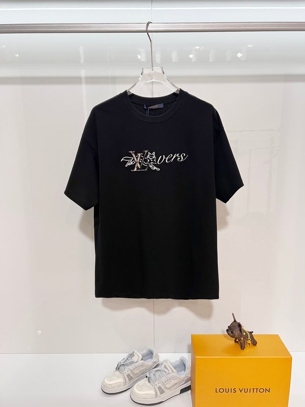 루이비통 울프 헤드 자수 라운드 티셔츠 001-190332