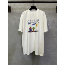 셀린 26SS 드로잉 시리즈 프린트 중량감 반팔 티셔츠 001-190594
